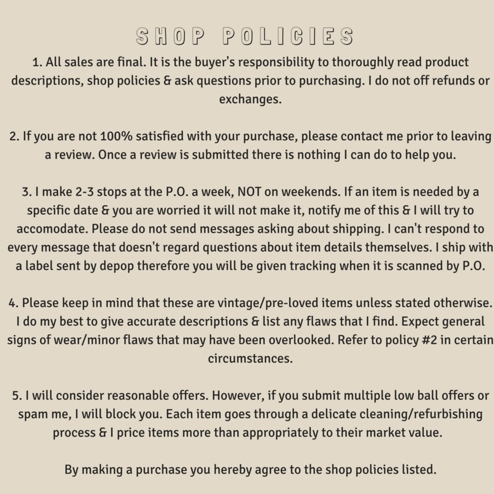 Shop Policies
